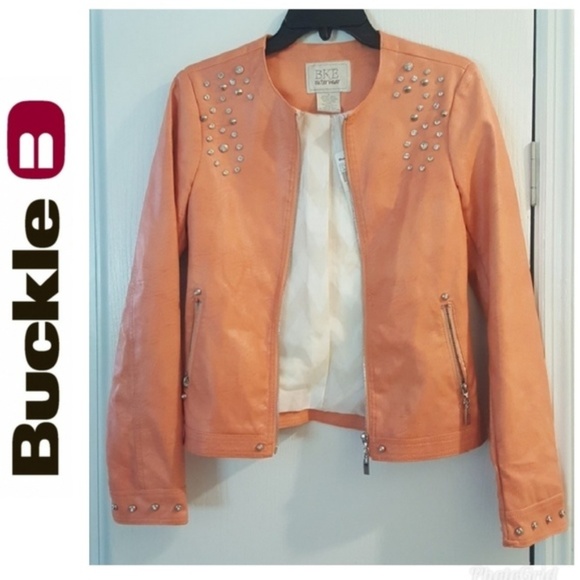 Buckle Jackets & Blazers - NWT Small Buckle Bomber Faux Leather Jacket Studs
